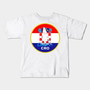 laser class sailboat on flag Croatia Kids T-Shirt